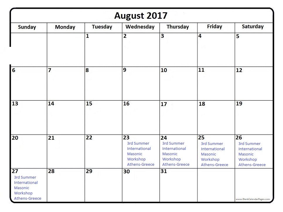 EventsMasonic's tweet image. The 3rd Summer International Masonic Workshop will be held in Athens, Greece, between Wednesday August 23rd and Sunday August 27th, 2017