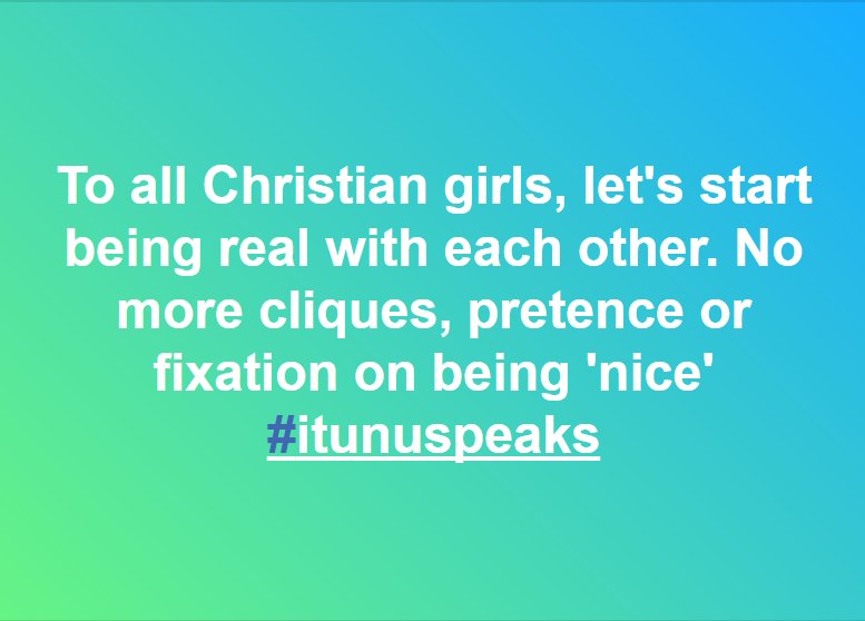 iTunu_Speaks's tweet photo. RT. DAY SEVENTEEN: Christianity, Femininity and Comparison #1917Fearless #iTunuSpeaks https://t.co/Sm5w0yiToU https://t.co/sWryuAOLLc
