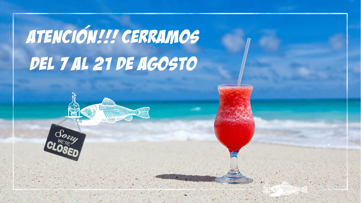 DiegoCabreraBar's tweet photo. ¡¡¡ATENCIÓN!!! #SalmonGuru cerramos por vacaciones del lunes 7 de agosto al lunes 21 de agosto ✈️🏕️🏖️🍻🍹 ¡Nos vemos el martes 22 de agosto! 👋 https://t.co/emY9iJt7Zq