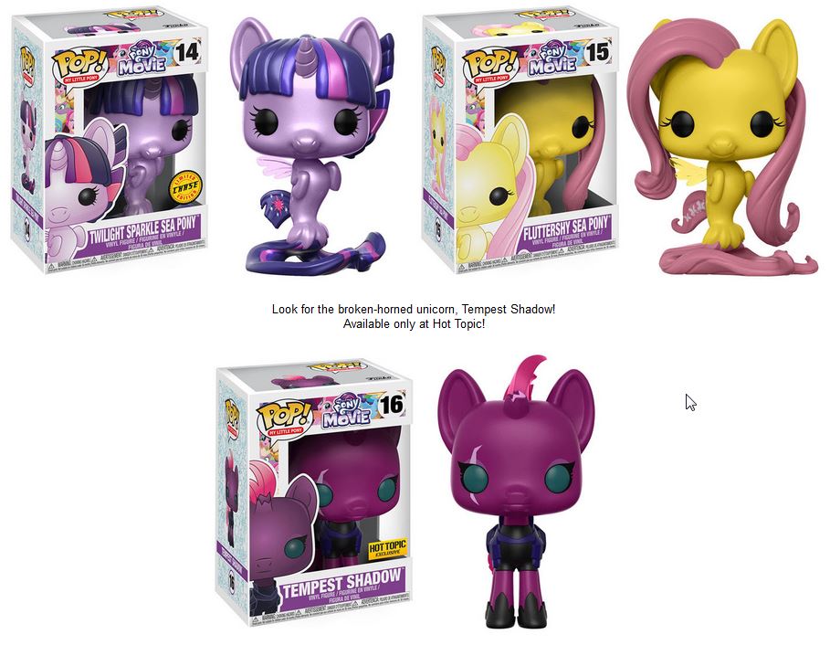 #MyLittlePonyMovie Sea Pony Pop! from <a href="/OriginalFunko/">Funko</a> + Rainbow Dash &amp; Twilight Sparkle Chase variants &amp; Tempest Shadow <a href="/hottopic/">Hot Topic</a> exclusive