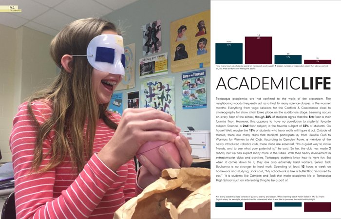 TYearbook's tweet photo. Yearbook is more than good photos. It's good design &amp; writing. The section opens have all three! Pick up tomorrow. https://t.co/Wr87a0qlJ0 https://t.co/xMYBG0NdLE
