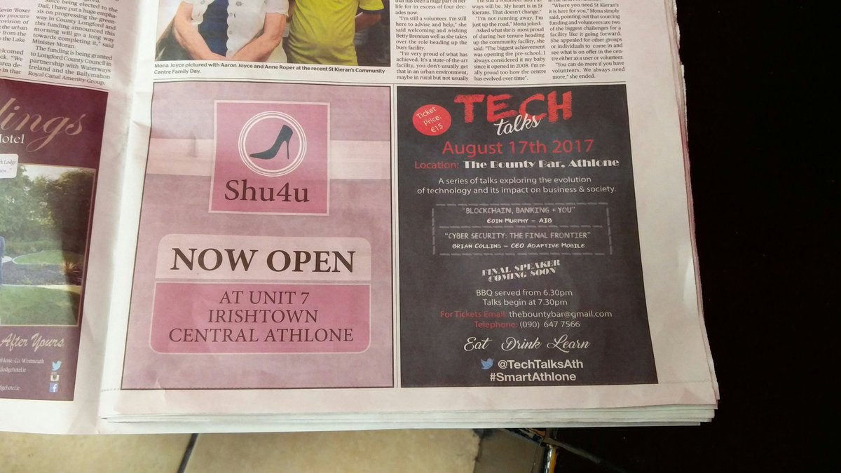 TechTalksAth's tweet photo. We're in the @westmeathindo! #TechTalksAth #SmartAthlone #CyberSecurity #IoT. https://t.co/HhDm8RpCxj