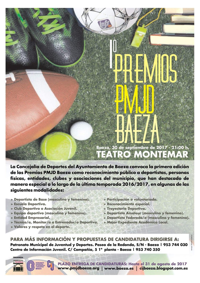 LolaporBaeza's tweet photo. 1° Premios #PMJD en reconocimiento al deporte de nuestra ciudad. #Participa https://t.co/xRRljoxqel