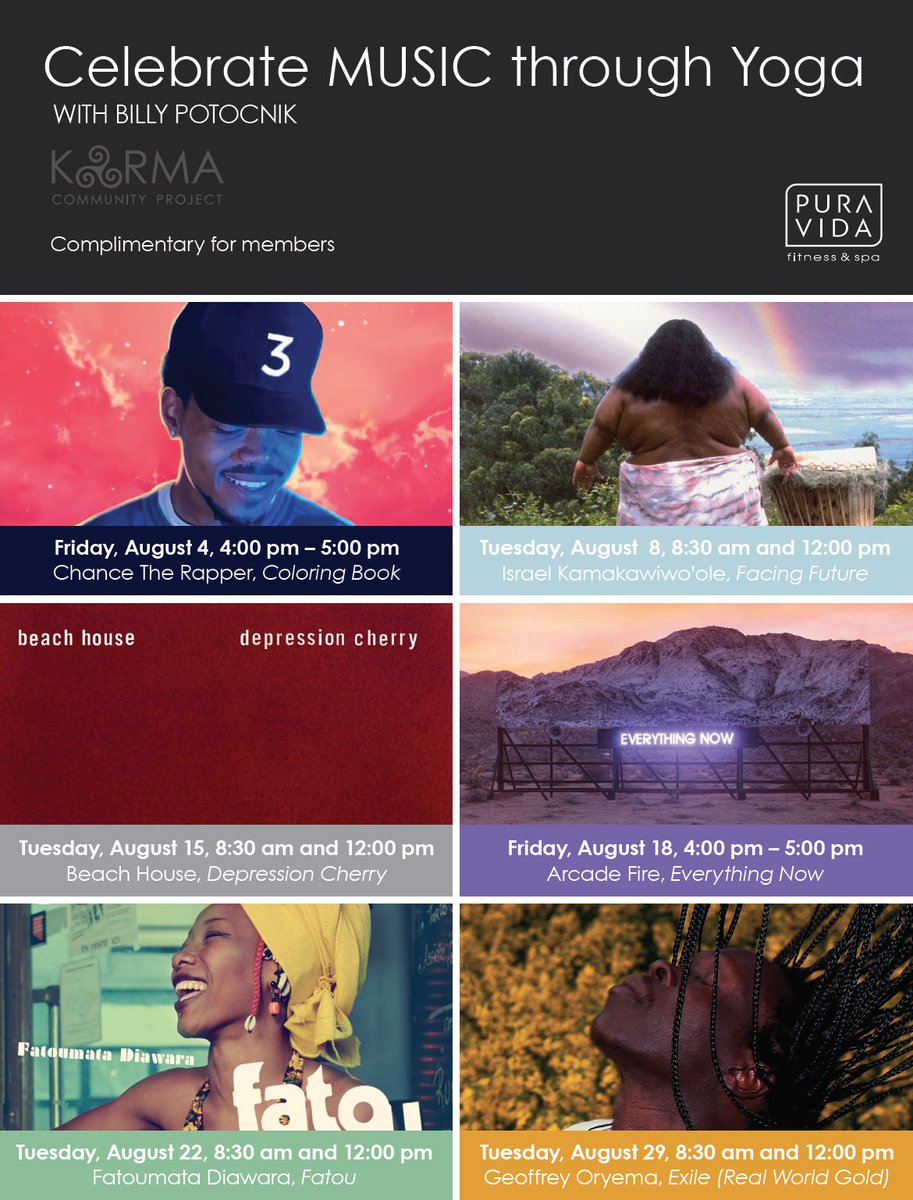 PuraVidaClub's tweet photo. #CelebratingArtThroughMusic with Billy's August Playlist! #AlbumFlow #BillyYoga #MusicConnects https://t.co/kIlssA46AP