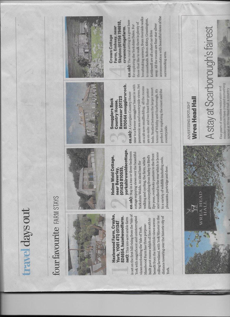 HolmeWoldCott's tweet photo. We made the top 4 favourite farmstays in Yorkshire Post Magazine!!
https://t.co/akzLVIyaxN https://t.co/KaLzDFqTYp