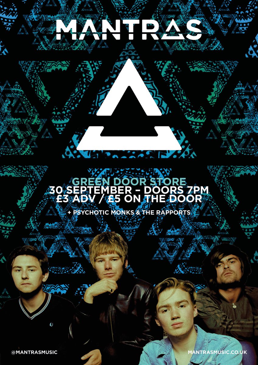 mantrasmusic's tweet photo. 💙💚 BRIGHTON 💚💙

TIX NOW ON SALE 4 OUR SHOW W/ @TheRapports + @psychoticmonks @greendoorstore 

30 SEPT

TICKETS - https://t.co/9VEg7Br8JX https://t.co/o5lOSnDBnG