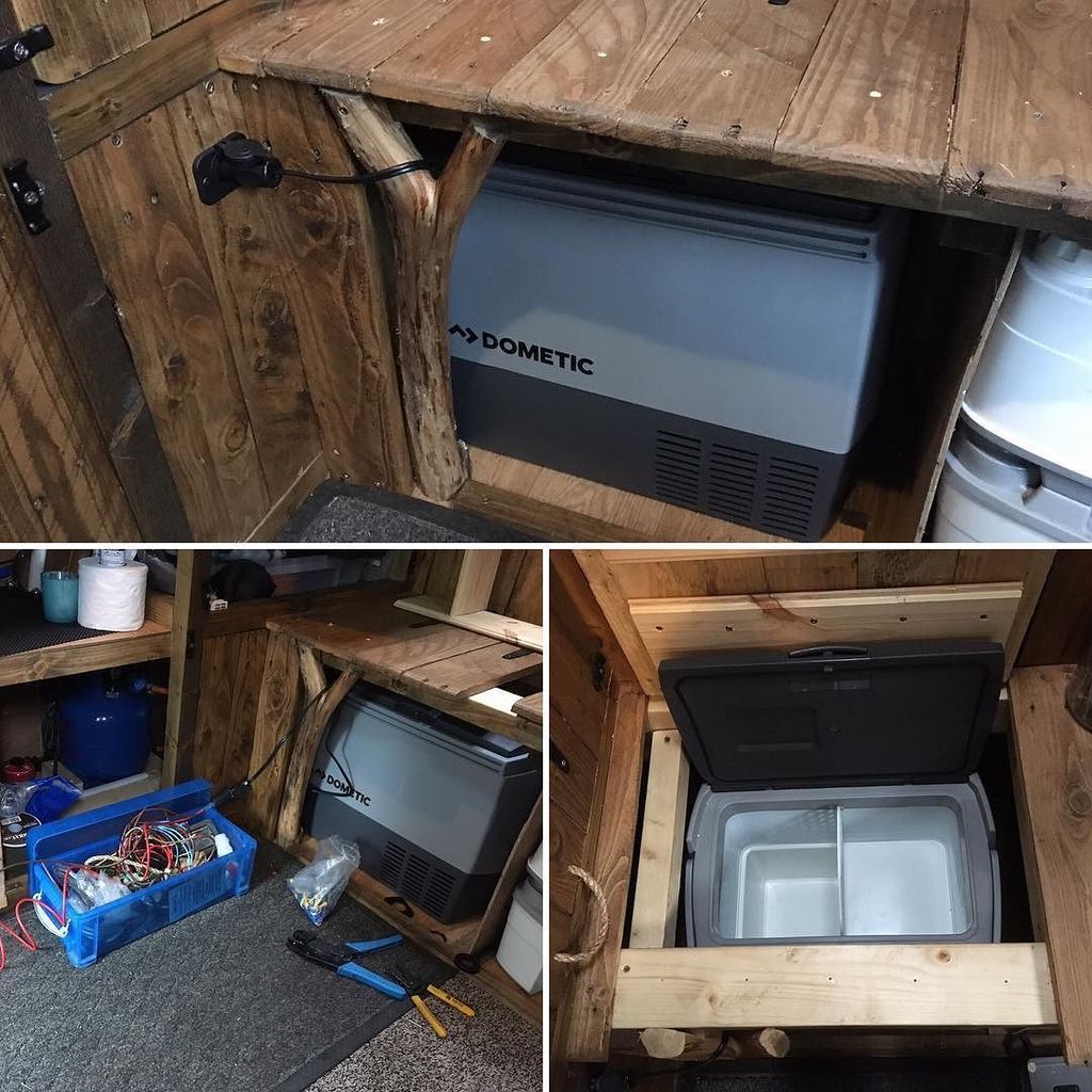 Making modifications to the van to fit a new 12v Dometic fridge/freezer 👍🍺 #vanlife #dometic #fridge #freezer #coldcider