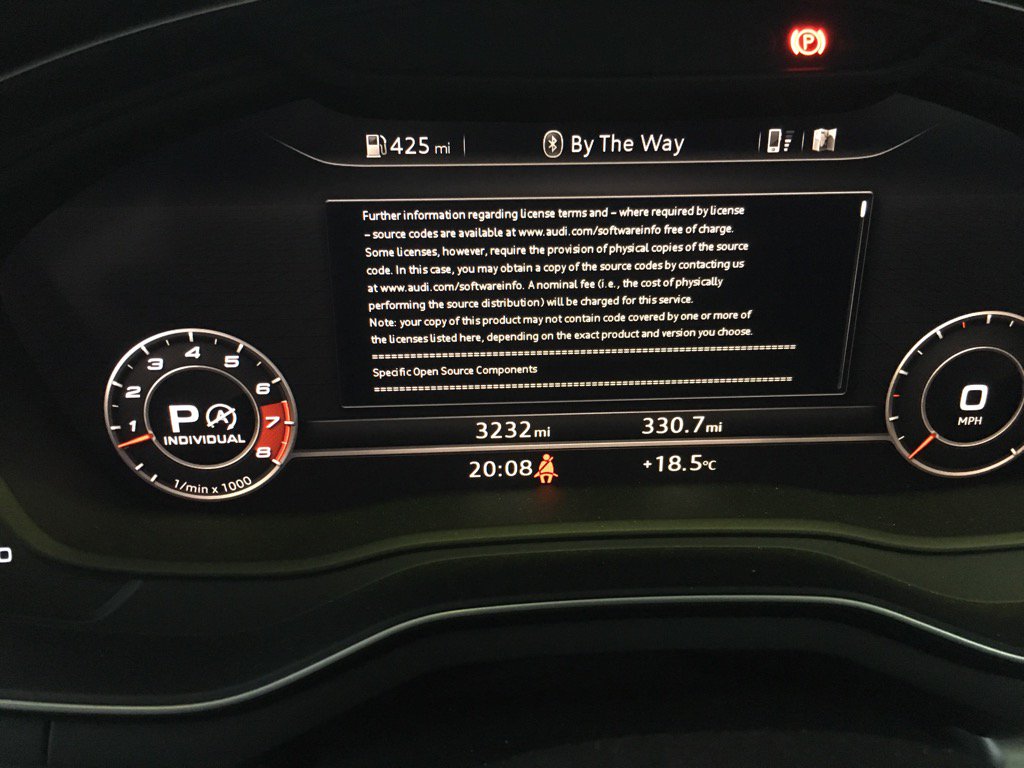 Started the car and got an EULA/open source notice! Didn't expect that.