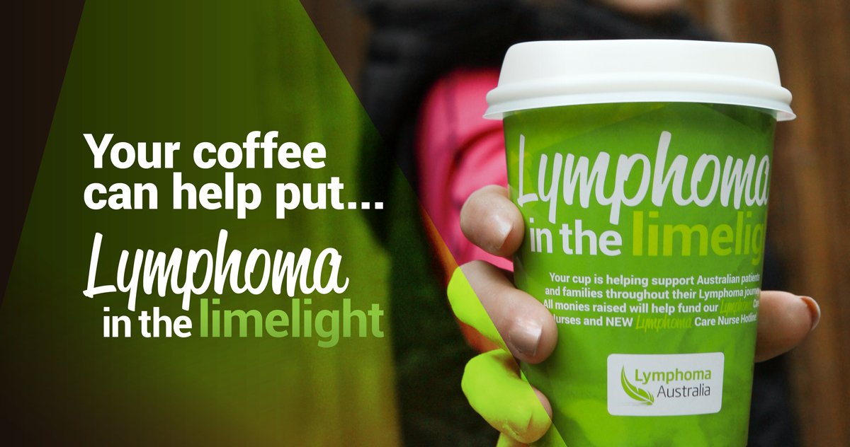 lymphomaOz's tweet photo. Love coffee? Join up to #fightlymphoma this September. Help put #lymphomainthelimelight #WLAD #lime4lymphoma #buyacup #coffeeforacause https://t.co/O6pLQjzAwd