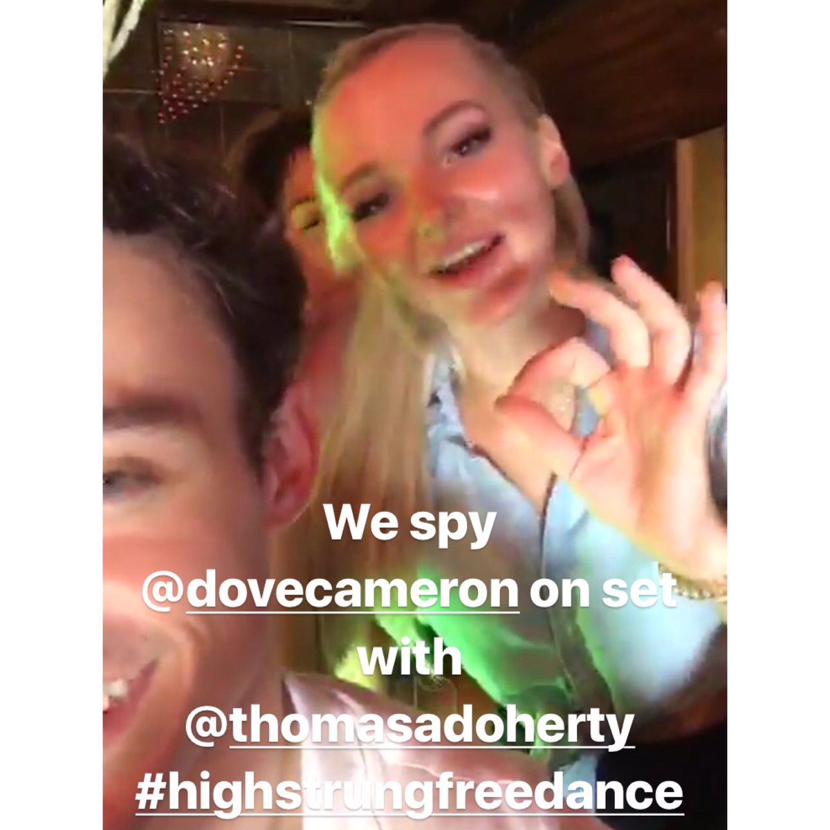 HighStrungMovie's tweet photo. We spy the lovely &amp; talented @DoveCameron on set today with @thomasadoherty #surprise #highstrungfreedance #highstrungmovie 🎉🎉🎉👌👌👌 https://t.co/aPnzorNHoq