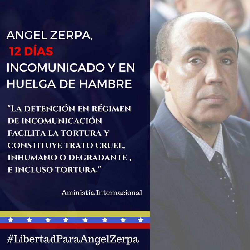 #AngelZerpa 12 días arbitrariamente detenido y en huelga d hambre. Ayúdanos a reportar!  #LiberenaZerpa