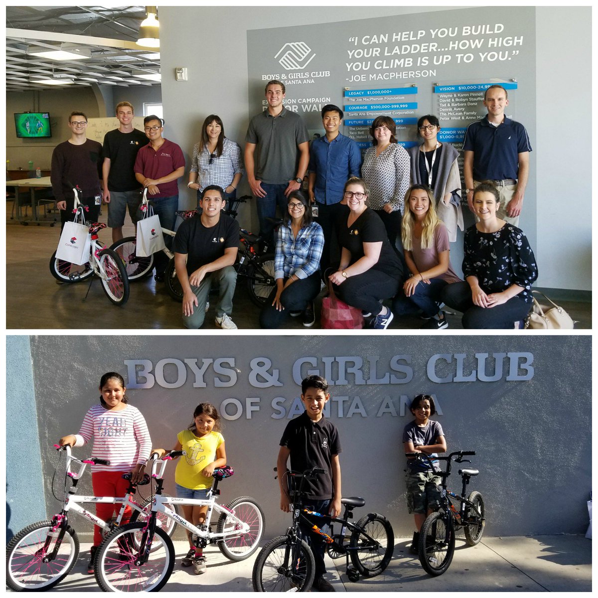 Thank you @CoreLogicInc for surprising our kids with bikes & fun volunteers. We hope your interns are enjoying the rest of their experience!