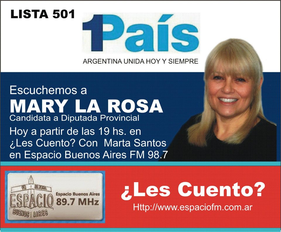 belvisottiluis's tweet photo. Hoy Mary @MLaRosa1Pais en el Programa de Marta Santos Les cuento a las 19 en FM Espacio 89.7 @genlanus @PartidoGENBA @jgen3ra @Stolbizer https://t.co/7eAVfvKU9p
