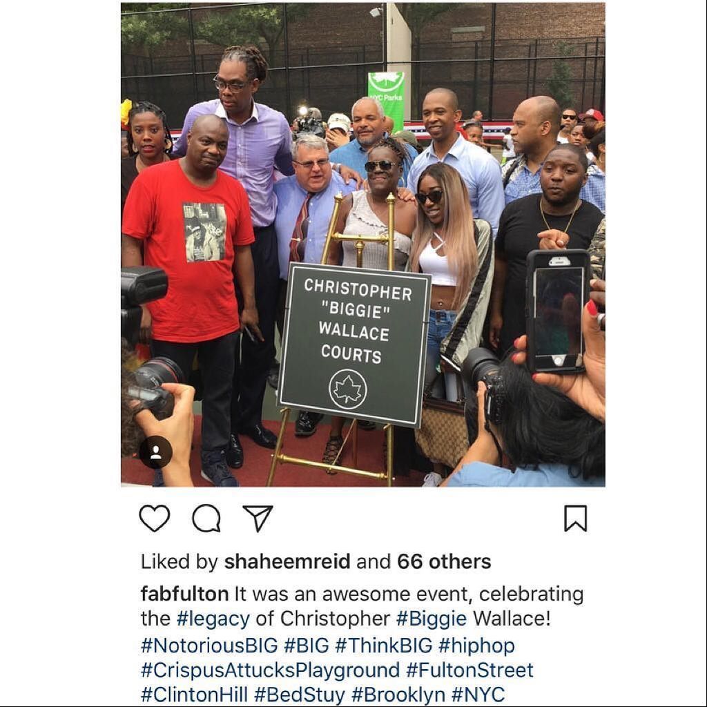 TheYBF's tweet photo. #Biggie's daughter, friends and family were at the dedication of the Christopher "Biggie" Wallace courts in #Bedst… https://t.co/ZdqHD8KgX7 https://t.co/sSnMIeDM6q