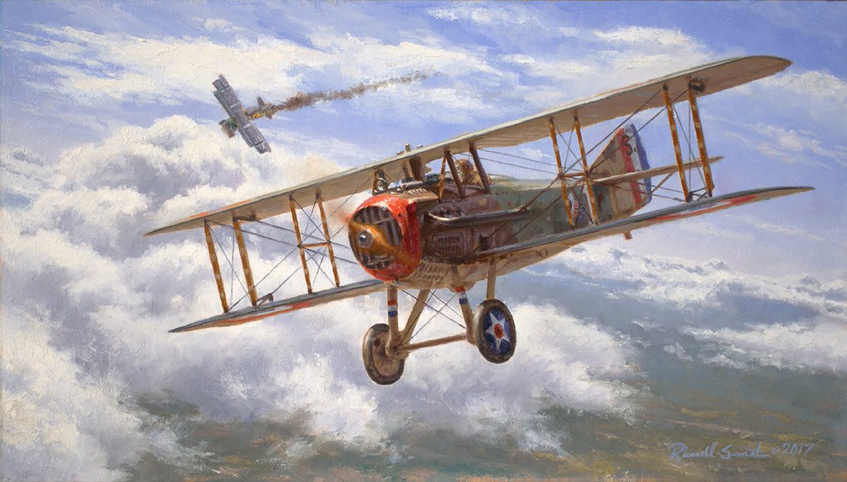 RussellSmithArt's tweet photo. "Captain Eddie", 10" x 18", oil on linen #Russell Smith studios #spadxiii #wwi #aviationart #eddierickenbacker #wwiace https://t.co/n99CecgAeF