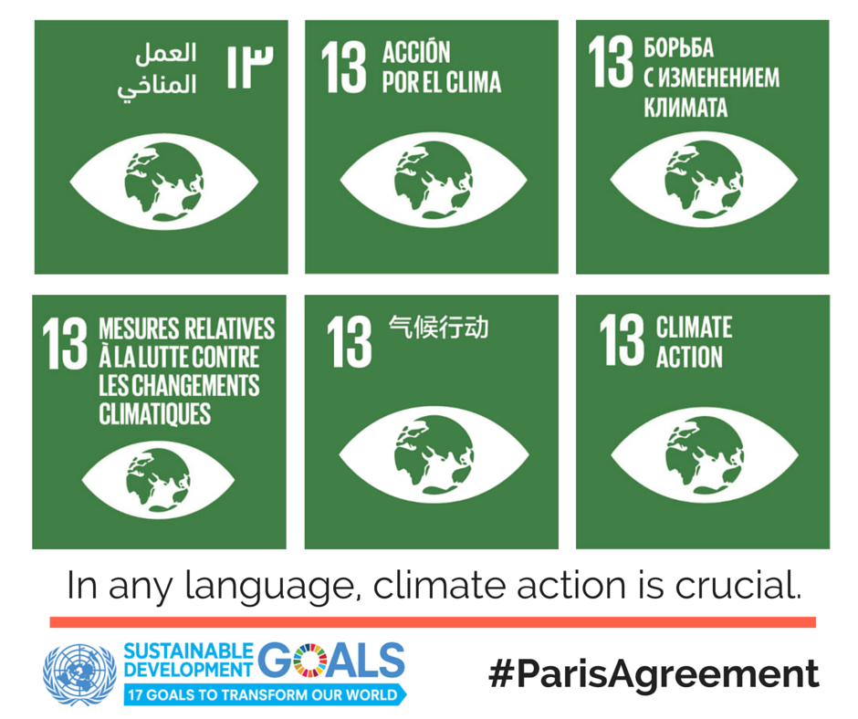 No matter where you live or which language you speak, climate action is key. #ParisAgreement bit.ly/1Ychrth