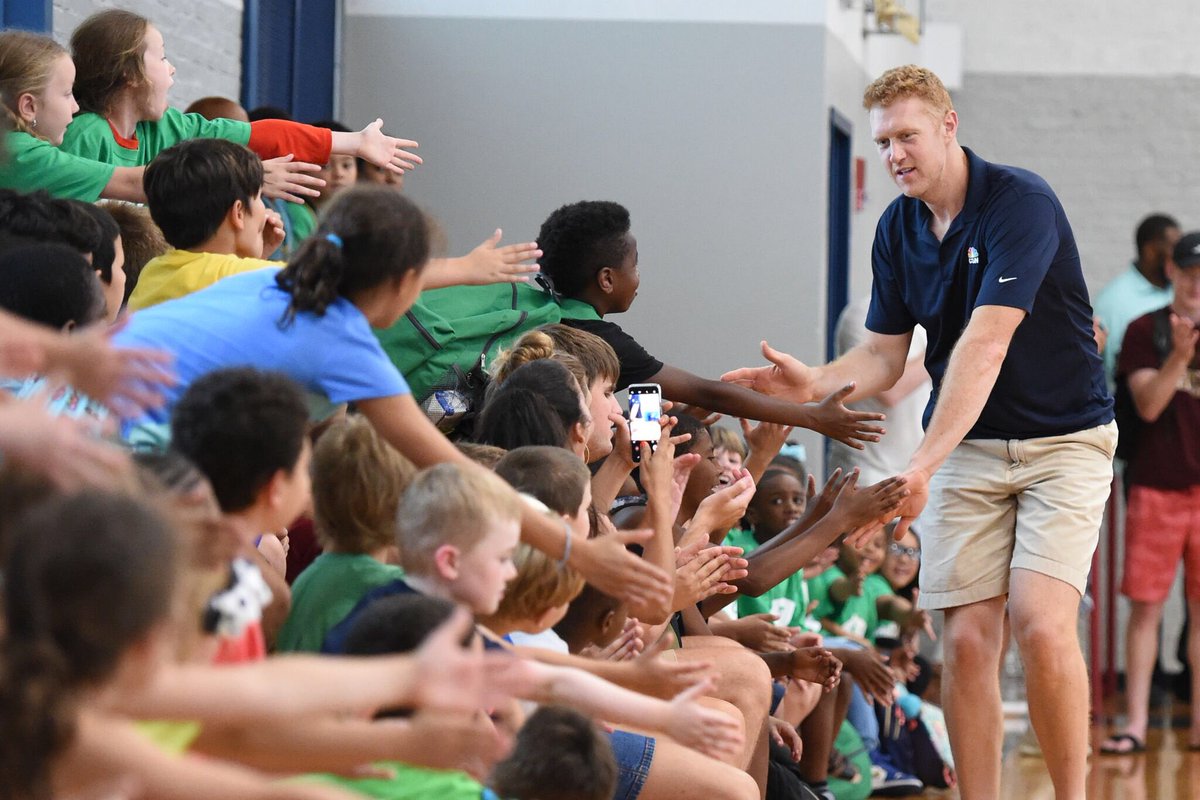 celtics's tweet photo. .@waltermccarty &amp; @Scalabrine pulled off a #CelticsAssist today in Charlestown at the unveiling of a @HMHCo Library ☘️ https://t.co/hVlJx1eTjM