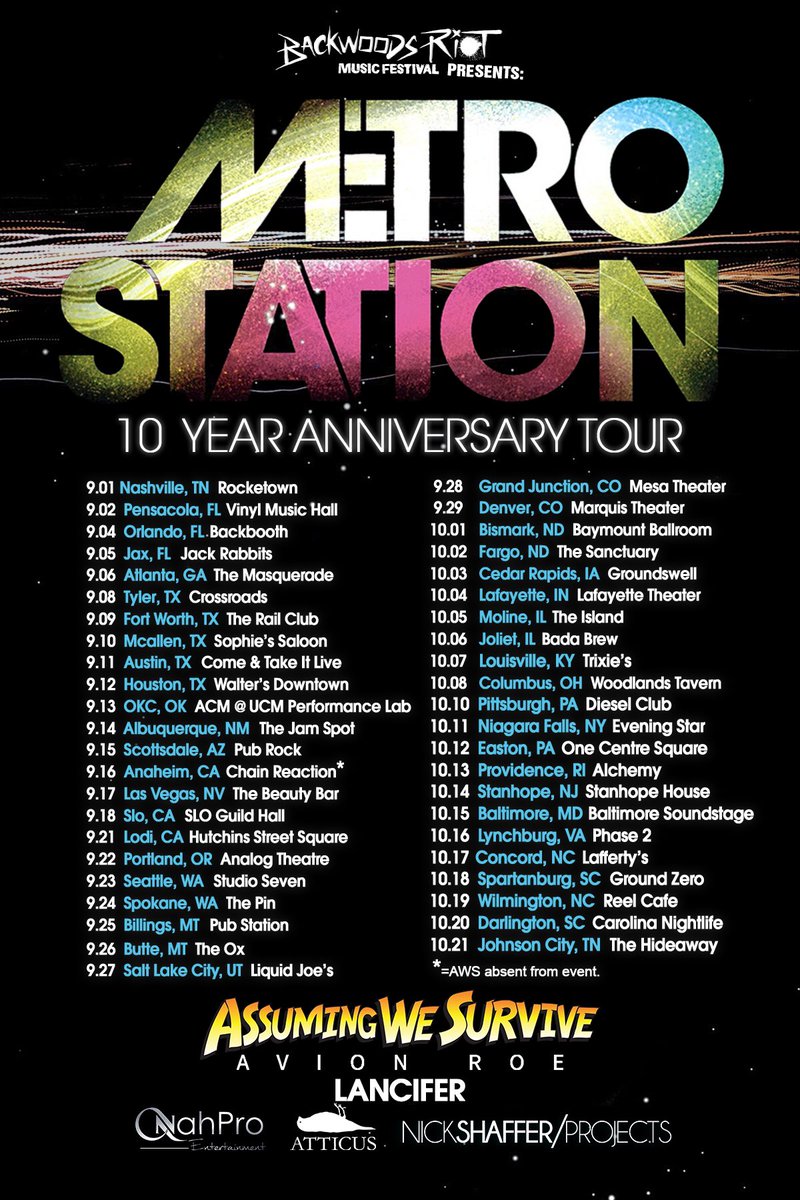 UPDATED! Dates have been added to our uocoming tour w/ <a href="/metrostation/">Metro Station</a>, <a href="/AvionRoe/">Avion Roe</a> &amp; @lancifer!