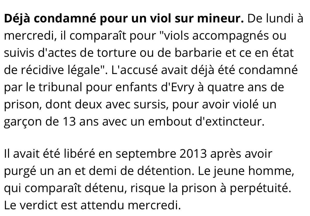 prototype2222's tweet photo. @JeanMessiha @20RueduCirque Les faits sont horribles, ignobles, à vomir.
Déjà condamné pour viol sur mineur avec l'embout d'un extincteur!
Il écopera de seulement 2ans! https://t.co/rItukpxI5W