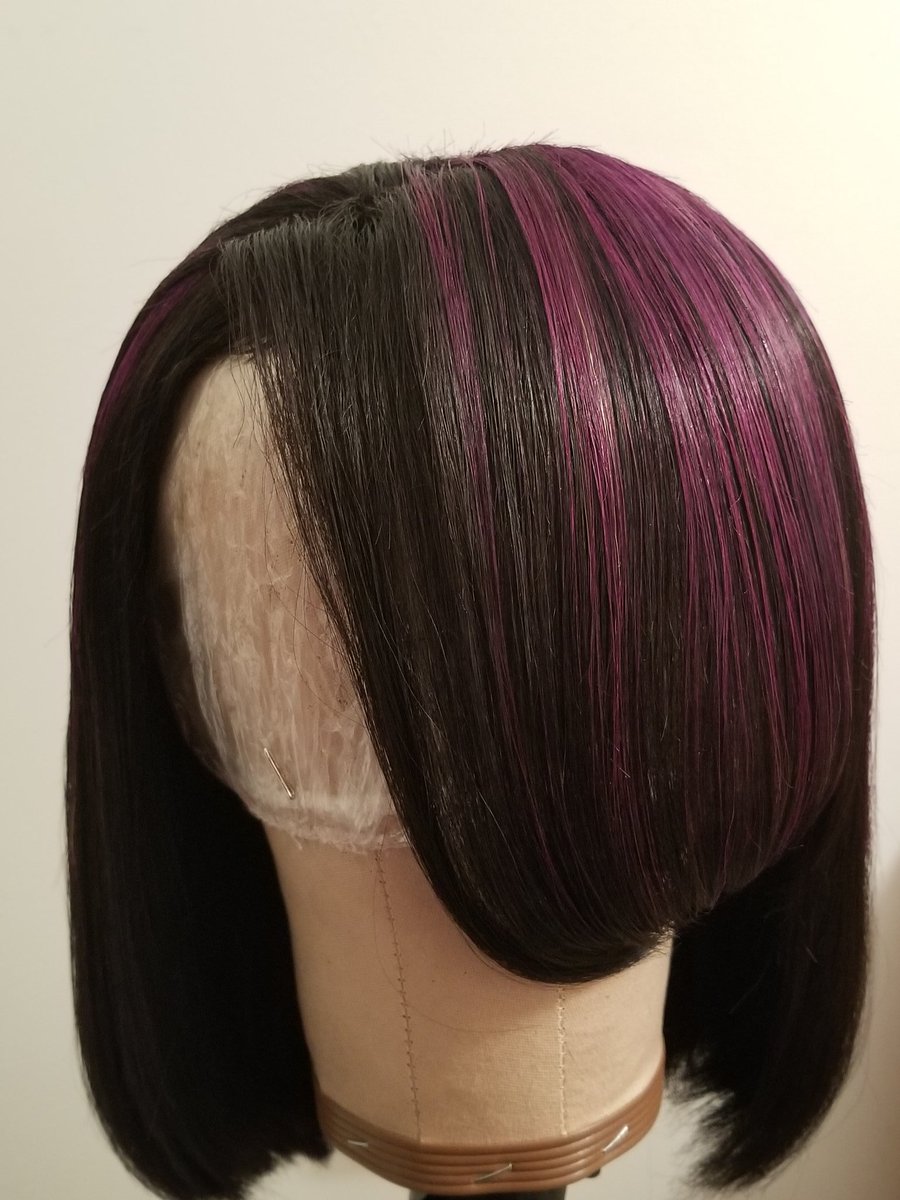 SensationallyD3's tweet photo. Bob 12 inch 1B & Purple Front Lace Unit.Purchase yours today! Contact info sensationallydivine@gmail.com #customizedwigs #wigslayer https://t.co/l73rQjosms