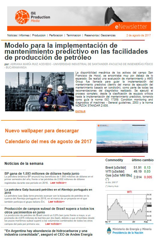 OilProduction's tweet image. Los invitamos a leer la newsletter semanal de OilProduction.net. Click aquí: goo.gl/onkkjb