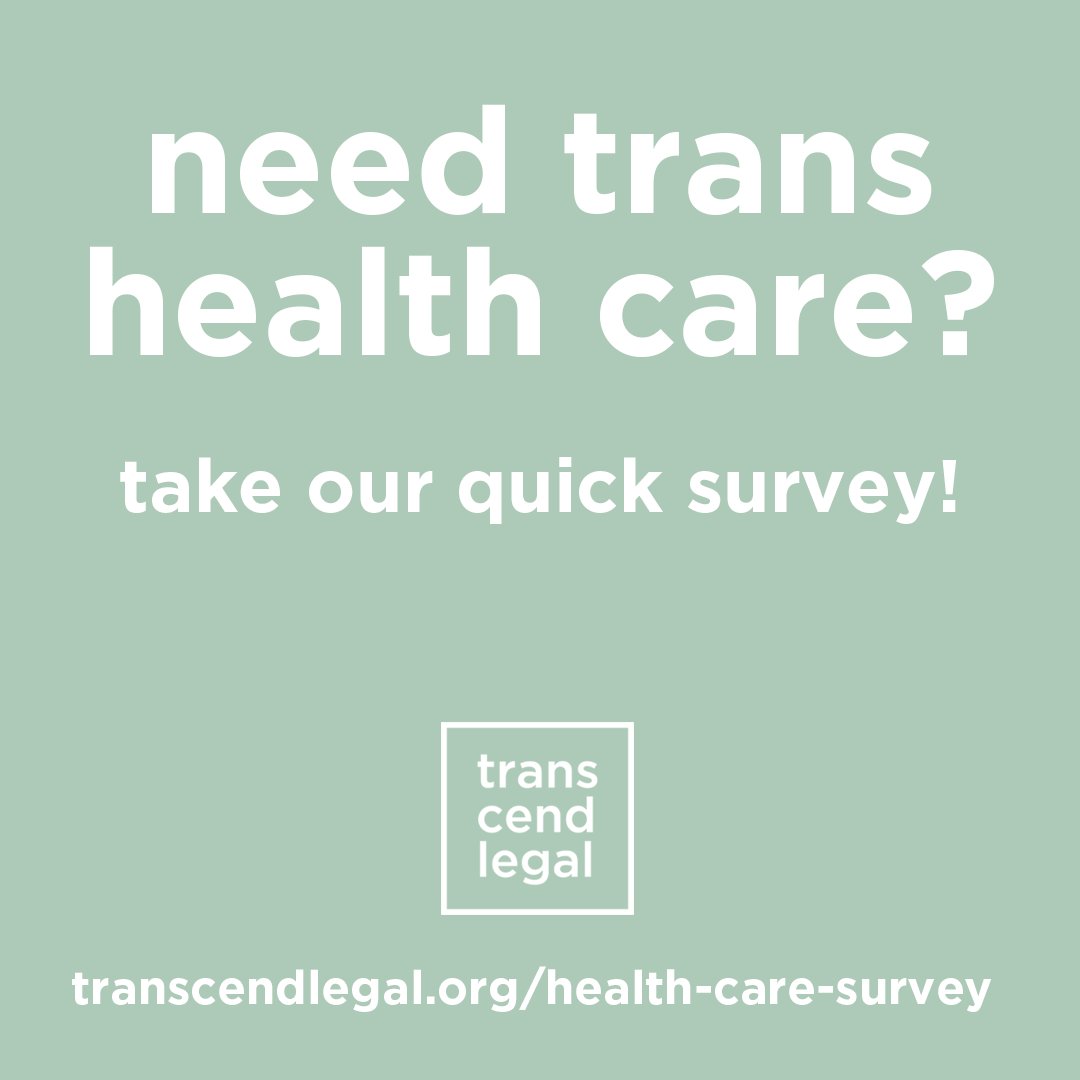 Need trans health care? Please take our quick survey! 
Also, please help spread the word and RT! 
transcendlegal.org/health-care-su… #transgender