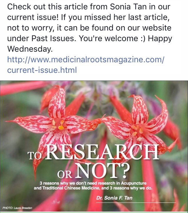 MedRootsMag's tweet photo. @SoniaFTan weighs in on #TCM #research here 
https://t.co/rlNWgaEmqq https://t.co/U8ygoENcbz