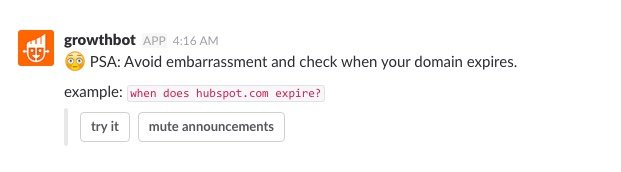 UKSpadesMedia's tweet photo. I love that #growthbot has got a funny side to it. @hubspot is good until 2023. Love what Growthbot does on #slack https://t.co/lg8ZPcQDcg