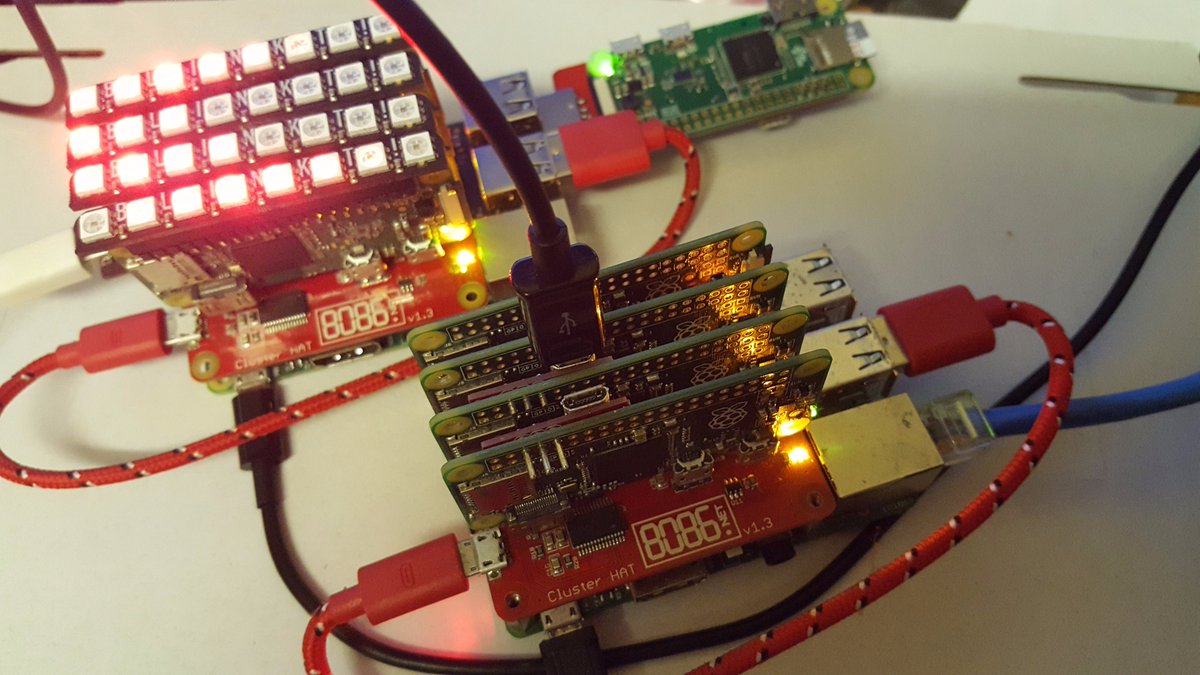 burtyb's tweet image. After a 1000 successful #PiZero test boots (without SD cards) I&apos;d call my #ClusterHAT / #zerostem / USB cable Pi image mostly working :)
