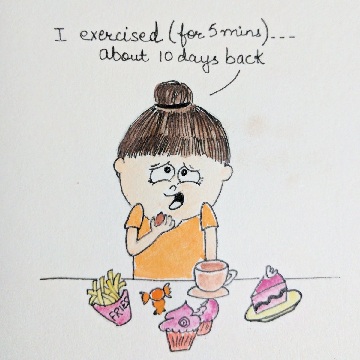 Notes_Pencil's tweet image. But I did exercise! 😓🤐 #foodie #doodle #ThursdayThoughts