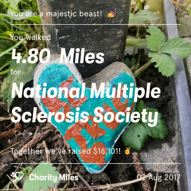 barefootalyson's tweet photo. Got in 4.8 @CharityMiles for @mssociety. #barefootveganrunner #betrue #runfinds #runbare #runveg #everymilematters https://t.co/dfmnWl495H