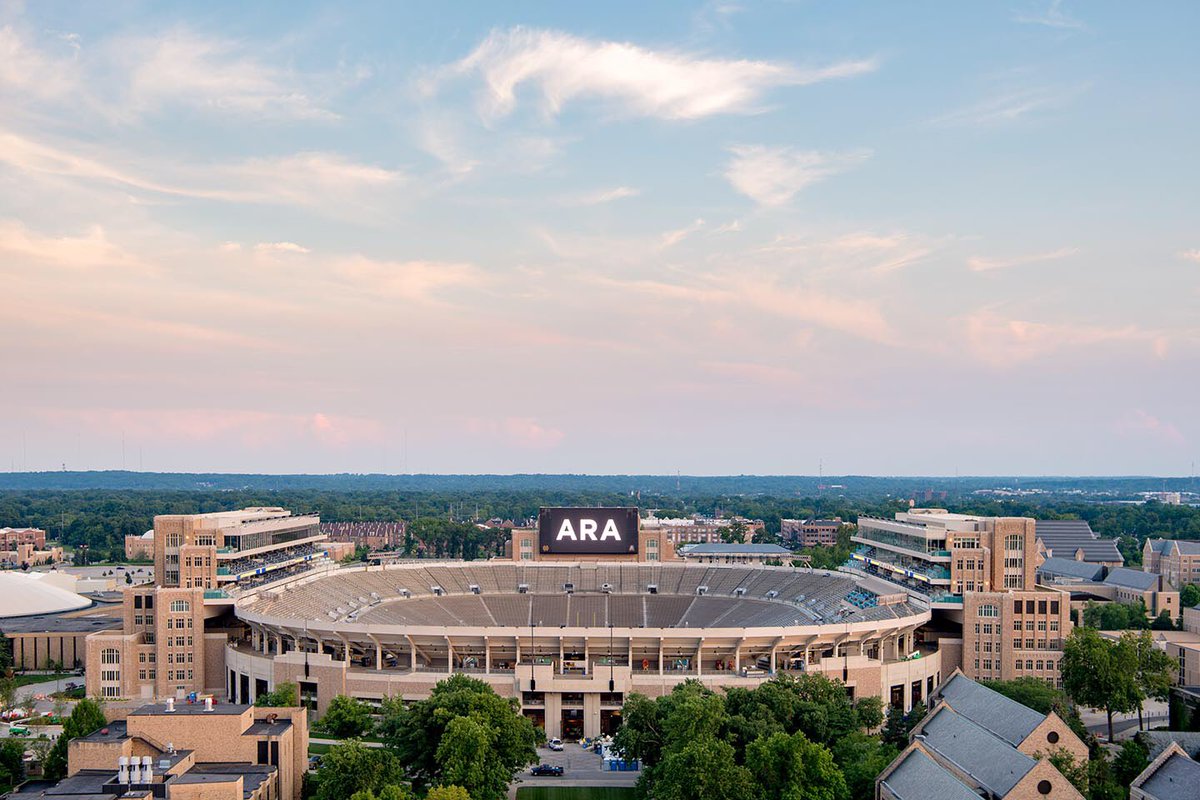 A shot of newly renovated Notre Dame Stadium paying respect to Ara