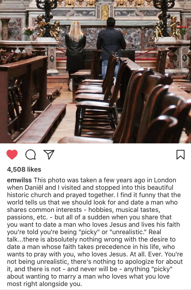 ClassyCatholic's tweet photo. "There is absolutely nothing wrong with the desire to date a man whose faith takes precedence in his life." @emwilss 👏🏻 https://t.co/Xh2Qm7ZAZU