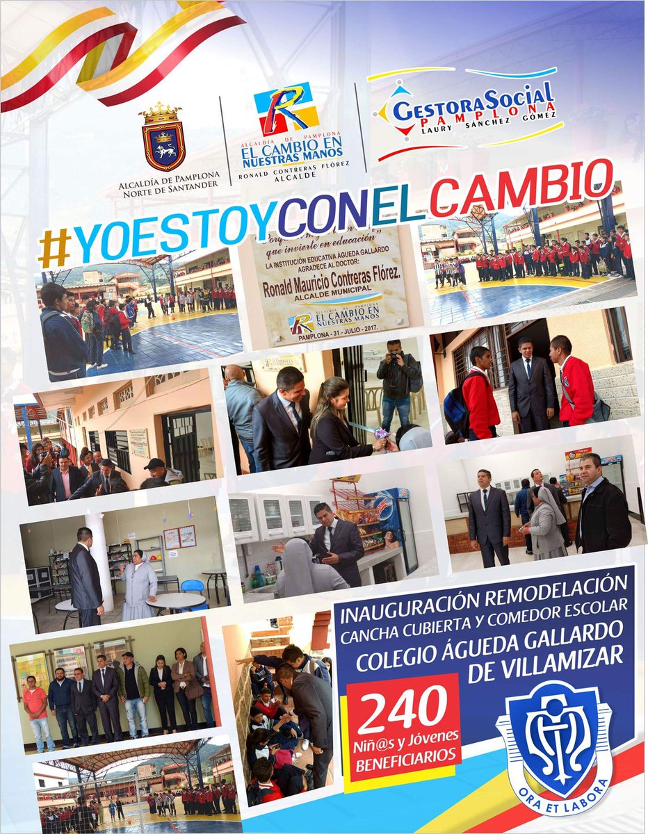 INAUGURACIÓN DE LA OBRA DE MEJORAMIENTO Y REMODELACIÓN DE COLEGIOAGUEDA GALLARDO DE VILLAMIZAR
#AlcaldiaDePamplona#InvertimosEnEducación