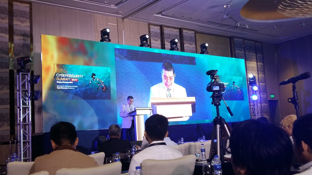 PatriziaMarcelo's tweet photo. Happening now: CyberSecurity Summit 2017. DICT Secretary Rodolfo Salalima delivering his keynote speech | @bworldph https://t.co/CCCgLQths1