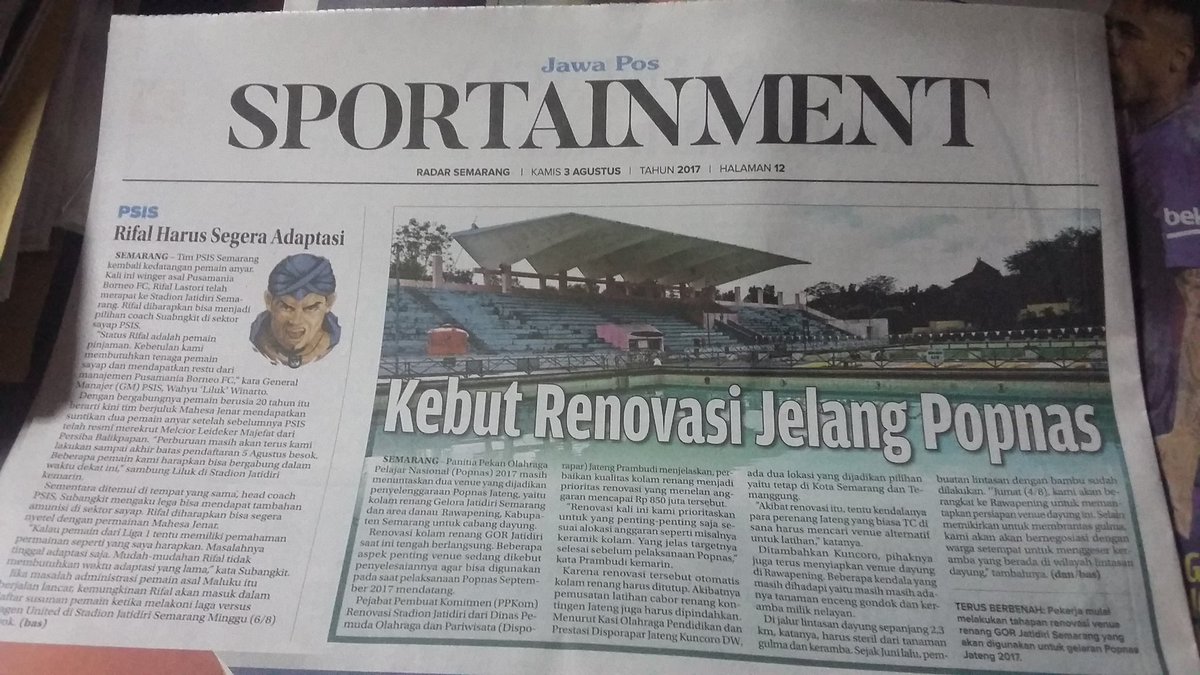 Kebut renovasi jelang POPNAS cc <a href="/radarsemarang/">Jawa Pos</a> #SalamOlahraga #AyoOlahraga 🙌