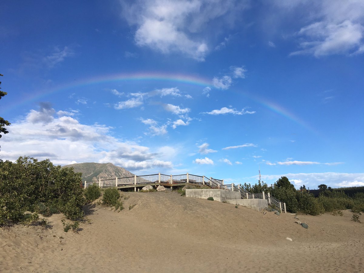 CoralieU's tweet photo. Rainbow at Bennett Beach #ExploreYukon #SummerNights https://t.co/dp5N1uDoqn