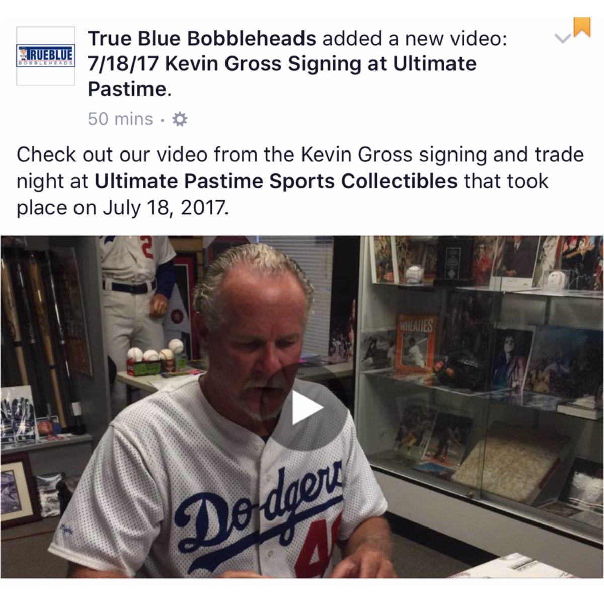 Truebluecrew2's tweet photo. Go to our facebook page to check out our video from the #KevinGross #signing @ULTIMATEPASTIME. #DODGERS #ultimatepastime https://t.co/2G3XhbuK7F