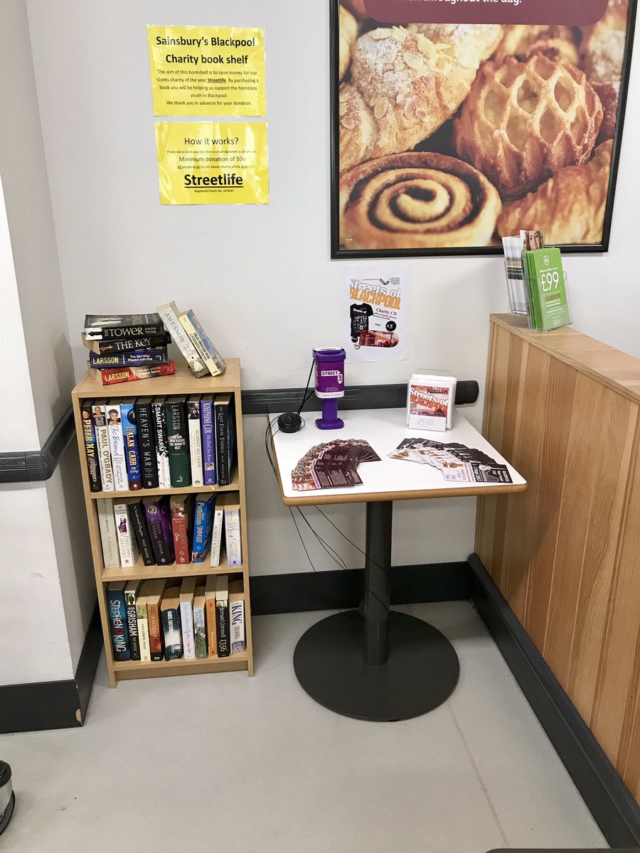 BpoolOffers's tweet photo. Our new book corner @sainsburys #Blackpool. All proceeds from each book purchased will go to our charity of the year @tweetstreetlife https://t.co/1Nb4VRo1dZ
