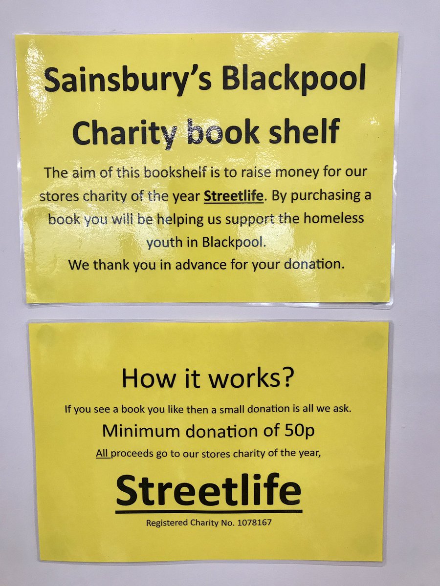 BpoolOffers's tweet photo. Our new book corner @sainsburys #Blackpool. All proceeds from each book purchased will go to our charity of the year @tweetstreetlife https://t.co/1Nb4VRo1dZ