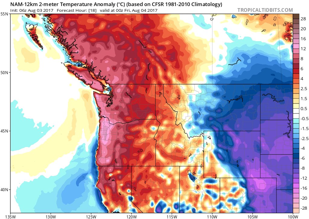 Today could be the hottest in recorded history for many parts of the Pacific Northwest. Temperatures 100-115°F, 20-30 degrees above normal.