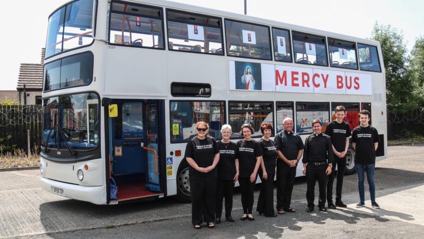 ScotsCatholic's tweet photo. The #MercyBus is in Barrhead today, from 11am - 3pm at Asda,Main Street. Why not pop by for Confession or just for a chat. #catholicscotland https://t.co/LrO8ptkqaI