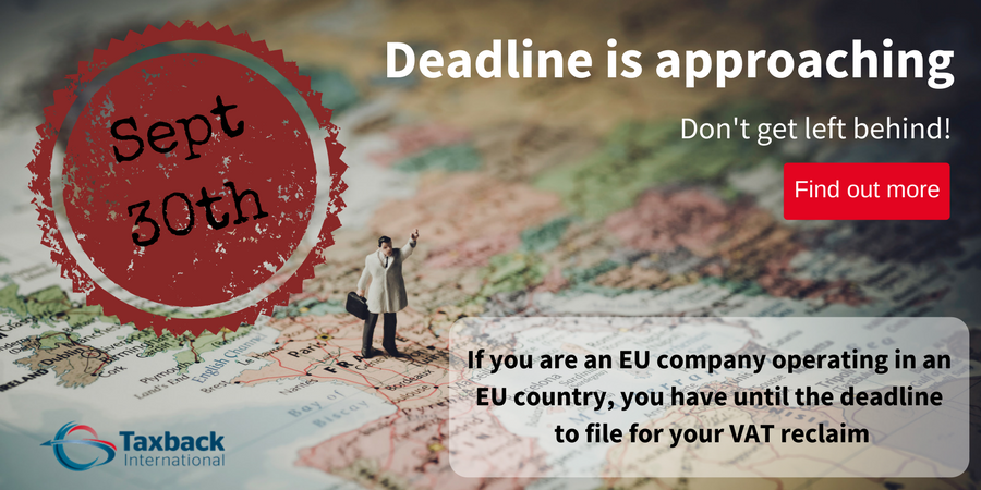 FintuaGlobal's tweet photo. #SeptemberDeadline is fast approaching
You don't have long left to file for your company's #VAT reclaim
Contact us https://t.co/k88wSqWECz https://t.co/YMMrAwkKRJ