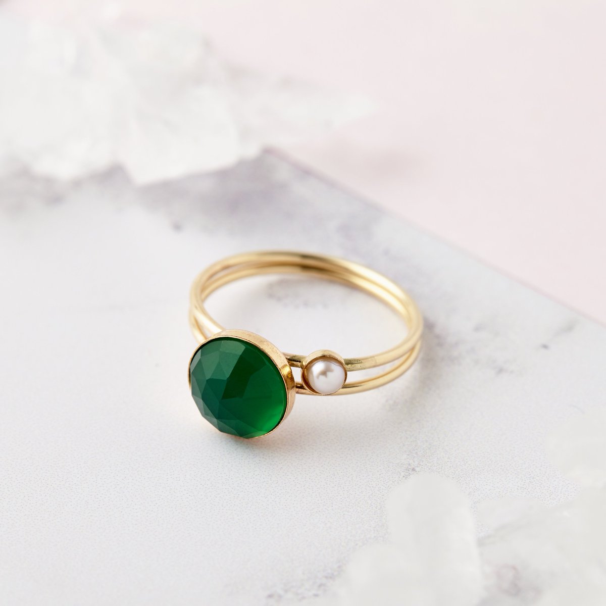 misskukie's tweet photo. 14ct gold filled Green Onyx &amp; Pearl Rings. Now available online £79
#jewellery #giftspiration #journorequest https://t.co/PP09rb0d54