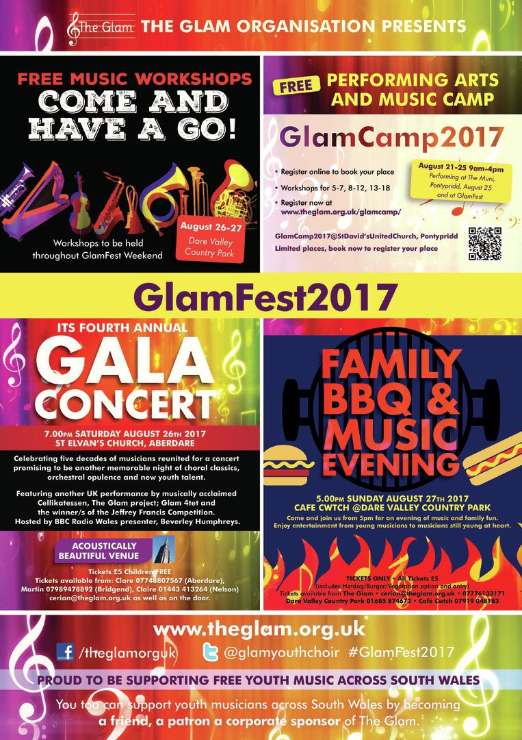 theglamorguk's tweet photo. @realaled Weekend of workshops, gala concert &amp; family BBQ at #glamfest2017; supporting FREE youth music across South Wales pls RT 🎼 https://t.co/te6Zck92W5