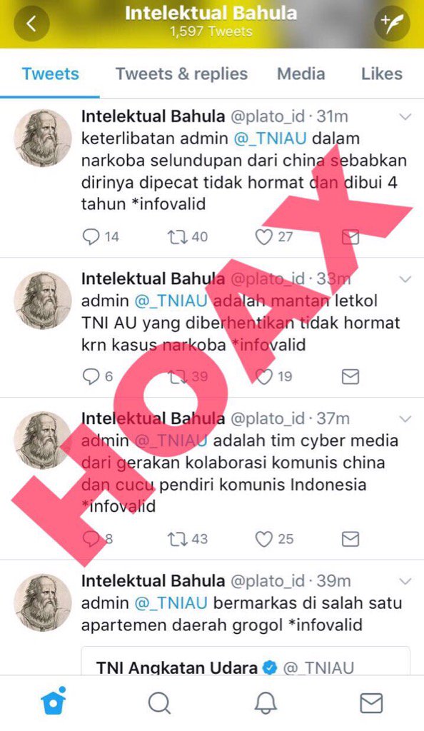 Puspen_TNI's tweet photo. Satu lg brita HOAX beredar..jgn prnh pcya thd brta2 sprti ini👇👇 https://t.co/etbUn8qgJJ