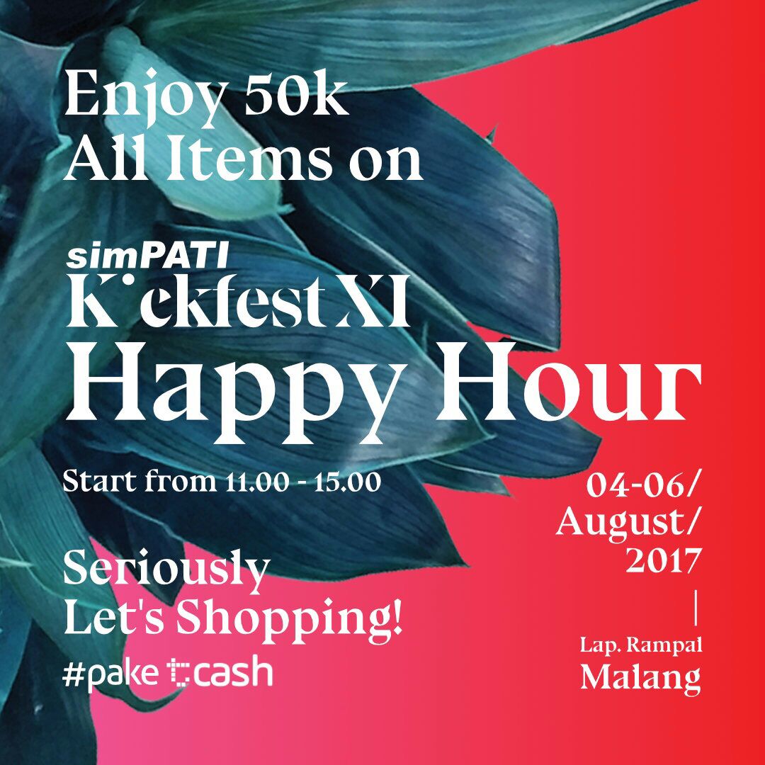 Bakalan ada special price Rp. 50.000 all items di jam 11.00-15.00 pada salah satu booth di <a href="/KickFest/">KICKFEST</a> Malang

#simPATIKickfestXI