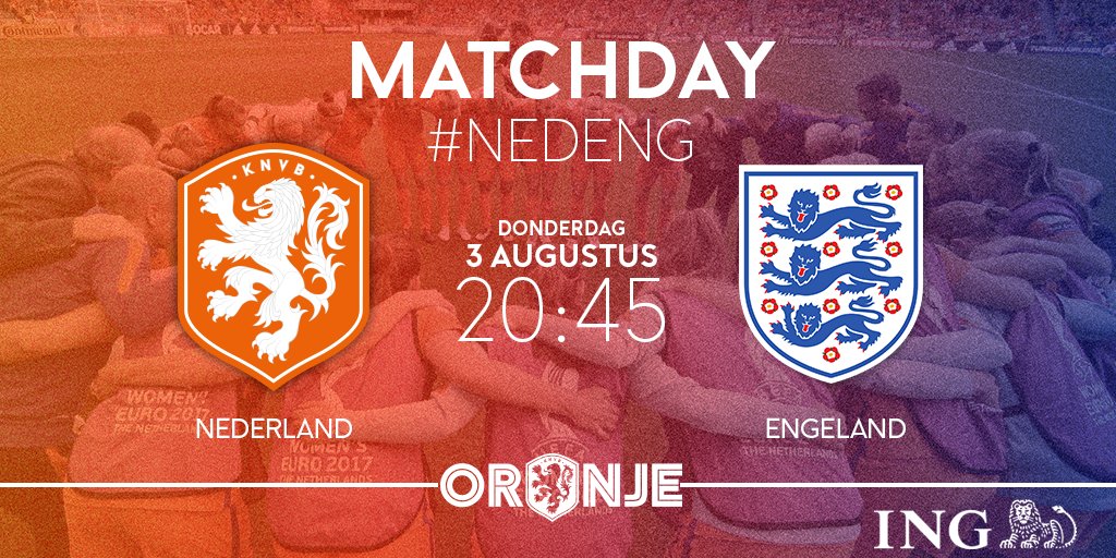 oranjevrouwen's tweet photo. MATCHDAY! Vanavond spelen we de halve finale van het EK tegen Engeland! Let's go! #NEDENG #OnsEK https://t.co/ijHbVuz3t5