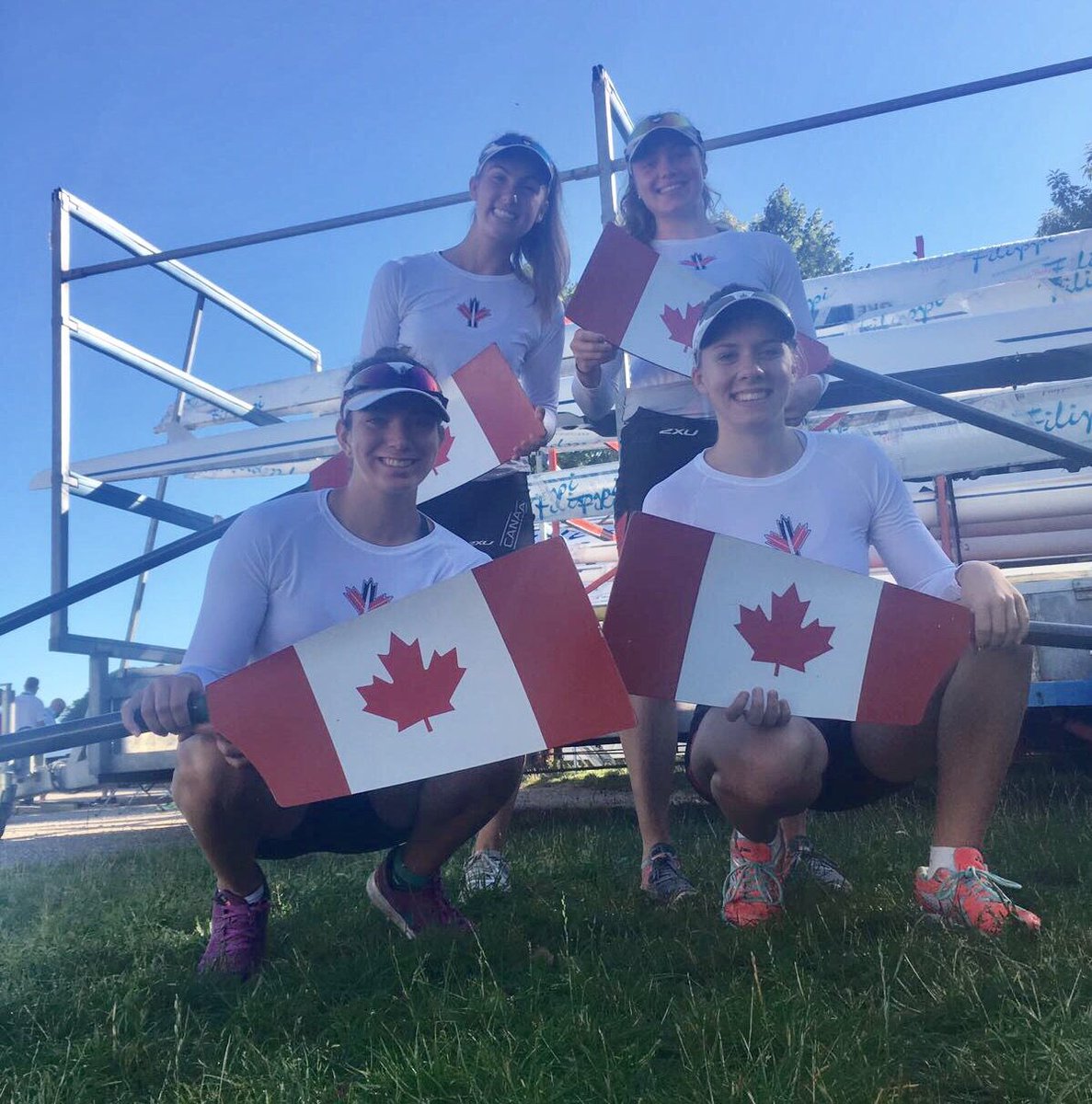 rowingcanada's tweet photo. #WRJChamps The women's four are lining up and ready to race in their heat at 2:42 a.m. ET / 11:42 p.m. PT in Trakai https://t.co/cJLDI5EylC