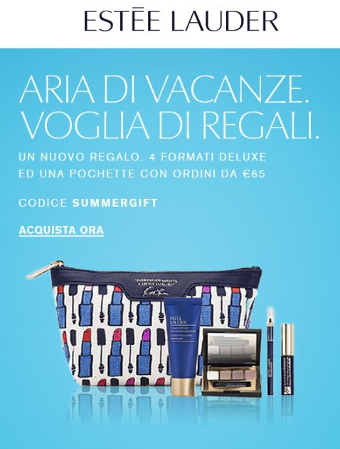 Un nuovo gift ti aspetta su esteelauder.it con ordini da 65€. Tuo inserendo il codice SUMMERGIFT #esteelauder #skincare #makeup